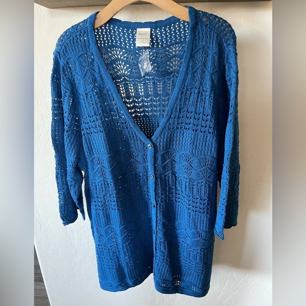 Blair Long Knit Cardigan Sweater, Size 2XL—New with Tags!•••Crotchet Style!